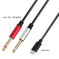 Câble audio Yinyu DC003K USB C vers double 6,35 mm TS OFC à faible bruit pour smartphone, console de mixage, haut-parleur