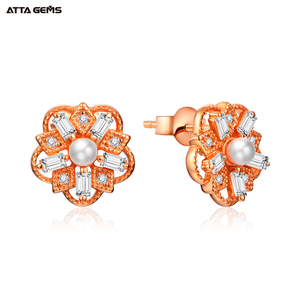 Bông tai đồ trang sức mỹ D màu vvs moissanite đá quý bông tai vòng ngọc trai nước ngọt 925 Sterling Bạc Quà Tặng Chất lượng cao - Product Image 2