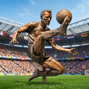 Statue de Dennis Bergkamp, joueur de football, en bronze, grandeur nature, sculpture célèbre - Product Image 3