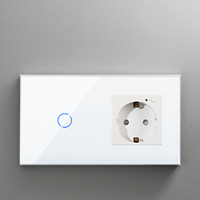Interrupteur tactile WiFi Tuya 1 voie et prise murale EU Allemagne avec verre trempé compatible Google Home Alexa