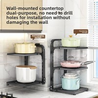 Étagère murale en acier au carbone pour casseroles, organisateur d'évier de cuisine, étagère de rangement de comptoir moderne et minimaliste à quatre niveaux