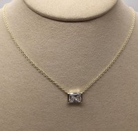 Collier pendentif rectangulaire en moissanite facettée plaqué or S925