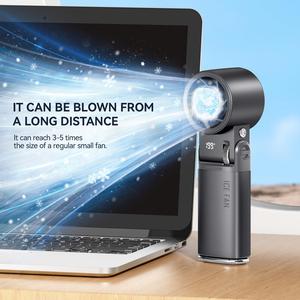 High Speed 10M/S Handheld Ice 16°C Refrigeration 199 Speeds 9000Mah Rechargeable Portable Fan With Lanyard & Buckle - Product Image 5