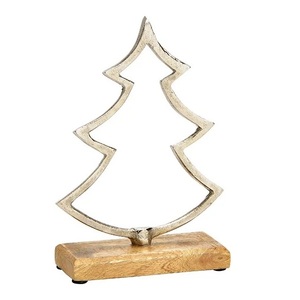 The QUALITY COLLECTION QC-6589 Metal <b>Tree</b> Sculpture on Wooden Base Home Decor Easter Christmas White Wash Finished Modern Design - Product Image 3