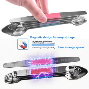 Nuevo Juego de 5 Cucharas Medidoras Magnéticas de Doble Cabeza en Varios Colores para Repostería y Café - Product Image 4