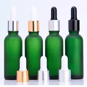 中国批发绿色玻璃滴管瓶化妆品发油身体护理scrum白色或黑色滴管