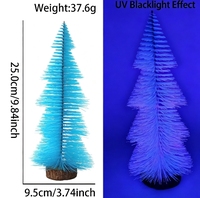 Arbre de Noël en forme de tour aux poils orange néon, ornement de bureau réactif aux UV pour la décoration de table d'événements et les séances photo