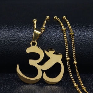 Yoga <strong>Om</strong> <strong>Pendant</strong> Necklaces 18K Gold Plated Stainless Steel Men's Hindu Buddhism Amulet Charms - Product Image 1