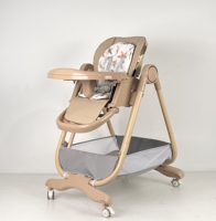 Chaise haute bébé pliable 3-en-1 avec réglage de la hauteur et du dossier, panier de rangement, double plateau, en cuir PU et plastique – Vente en gros
