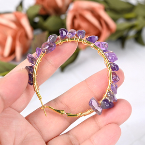 Boucles d'oreilles en éclats de cristal naturel personnalisées en gros - Product Image 4