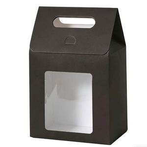 Bolsas de Papel Kraft Negras Personalizadas para Pasteles y Dulces con Diseño Personalizado, Ventana y Asas Troqueladas - Product Image 1