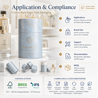 Cilindro de Cartón Rígido FSC Personalizado de Cualquier Tamaño, Tubo de Papel para Empaque con Logotipo en Lámina Dorada para Perfume, Aceite Esencial, Cosméticos, Caja de Regalo