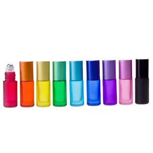 5ml Glass Roll On Perfume Bottle Matte Colorful Gemstone Roller Ball Essential Oil Roller Bottle Wholesale