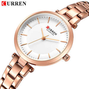 Montre-bracelet CURREN 9054 pour femme, simple, bleue, à quartz, bracelet en acier inoxydable, élégante, étanche, ovale, 16 mm, sportive, pour robe - Dames - Product Image 1