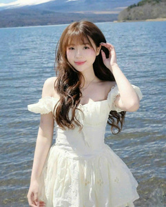 Robe mini évasée blanche à manches bouffantes et œillets, col cœur avec nœud sur le devant, taille naturelle - Product Image 5