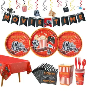 Декоративные тарелки для вечеринки в честь Дня Рождения Nicro, голливудская тема, одноразовая бумажная посуда для вечеринки, украшения для стола