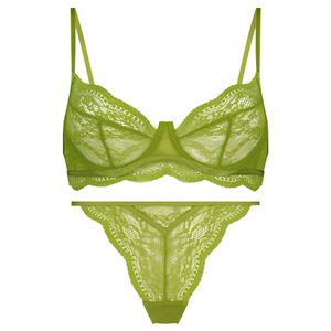 Wholesale Women's <b>Green</b> Lace <b>Lingerie</b> Set Sheer Underwire Bra and Thong Set <b>Sexy</b> Intimates Two Piece Set OEM ODM - Product Image 6