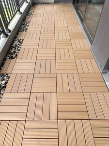 Truyền thống lồng vào nhau vuông <span class=keywords><strong>WPC</strong></span> hồ bơi decking gạch gỗ nhựa sàn ngoài trời với chải kết thúc hạt gỗ phong cách - Product Image 6