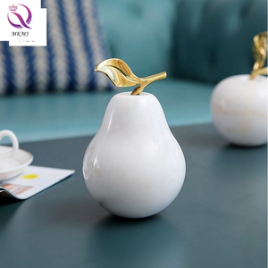 Nordic Moderne Eenvoudige Kantoor Thuis Zachte Decoratie Creatieve Wit Marmer <span class=keywords><strong>Fruit</strong></span> Gouden Koperen Blad Apple Peer Decoratie Voor Thuis - Product Image 2