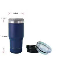 Botol air baja tahan karat terisolasi dinding ganda Tumbler pendingin cangkir mobil musik Travel dengan tutup dan Speaker Bluetooth