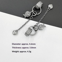 Anneau de cheville vintage vieilli en verre imitation argent 37 avec pampille papillon DIY, accessoire de mode polyvalent