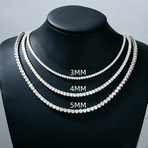 Collar Tonglin de Plata de Ley 925 con Moissanita, Estilo Clásico, Engaste Completo con Corte Brillante Redondo de 3.0/4.0/5.0MM - Product Image 5