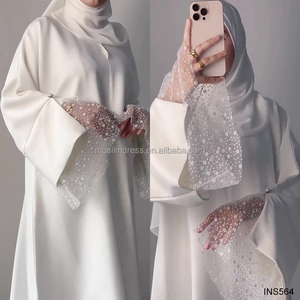 2026 White Sleeve Lace <strong>Abaya</strong> Dress Custom Design Dubai Style Loose Robes <strong>Abaya</strong> Manufacturers - Product Image 2