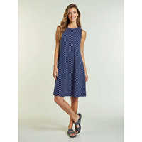 Robe élégante minimaliste pour femme, taille naturelle, 100 % coton, imprimé géométrique, coupe évasée trapèze, sans manches, longueur genou, pour soirée