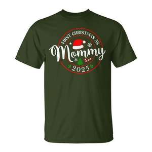 T-shirt pour la première Noël en tant que maman 2025, chemise de fête assortie pour la famille - Product Image 1