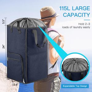 Heavy Duty Laundry <b>Basket</b> Padded Straps Stand up Base Portable <b>Hamper</b> Laundry Backpack <b>for</b> College Students 2 in 1 Laundry Bag - Product Image 5