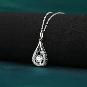 Grace Water Drop Nhỏ Giọt Dancing CZ Đá Tùy Chỉnh 925 Sterling Silver Necklace Pendant Charms