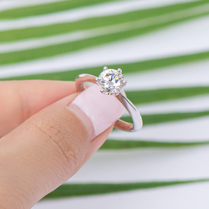Cincin Fashion Pria Perhiasan Mewah Klasik Perak Sterling 925 0.5CT 1CT 2CT 3CT Moissanite Cincin Tunangan Moissanite yang Dapat Ditumpuk - Product Image 5