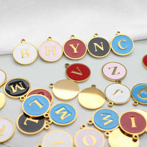 Alphabet A-Z Pendentif pour femmes Fabrication de bijoux DIY Clavicule Chaîne Collier pour animaux Bracelet Porte-clés Pendentif émail double face Lettre - Product Image 4