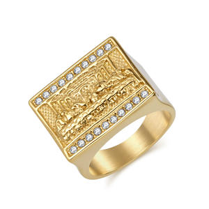 Bague Homme en Acier Titane Hip Hop Occidental, Motif Dernière Cène, Sertissage Pavé, Cadeau - Product Image 5