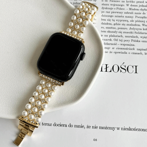 Para <span class=keywords><strong>Apple</strong></span> <span class=keywords><strong>Watch</strong></span> Band 38 40 41 42 44 45 mm Mujeres Niñas Cadenas de metal con cuentas de perlas Pulsera de eslabones Correa de reloj para Iwatch Series 8 7 - Product Image 3