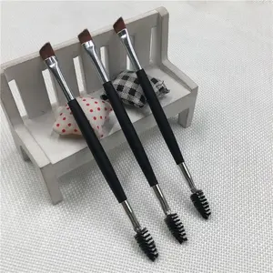 Double-ended Eyebrow Brush Spiral Mascara Wands Eyelash Brush Short Black Wooden Handle Eye Makeup Brushes