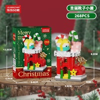Mainan Puzzle Natal Santa Snowman Lintas Batas, Blok Bangunan Pemandangan Jalan Pohon Natal
