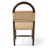 Confort tissé : Chaise longue en bois de caoutchouc massif avec dossier en corde de chanvre respirante