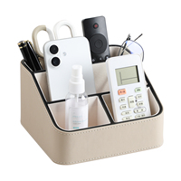 Organisateur de stylos de bureau en cuir PU avec compartiments pour le bureau, le salon, la table basse, le rangement de la télécommande