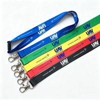 Ruban de lanière en polyester rond vierge pour cartes d'identité, imprimé par sublimation, noir, 10mm, 20mm, 25mm, personnalisé, vente en gros, pas cher