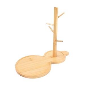 Porta llaves con forma de calabaza para la entrada, estante de madera maciza para guardar collares y joyas, estante multiusos para escritorio, base para vasos de agua - Product Image 5