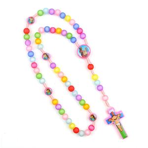 어린이용 핑크 만화 아크릴 가톨릭 묵주 20인치 남아 여아용 코드 묵주 - Product Image 6