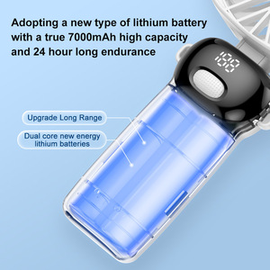 Mini ventilador de mano con pantalla digital, recargable por USB, motor sin escobillas, 12 horas de duración de la batería, Morning Glory Purple - Product Image 4