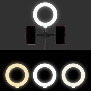 Clip de teléfono móvil Dual para transmisión en vivo, soporte de escritorio para teléfono móvil con luz adicional integrada - Product Image 5