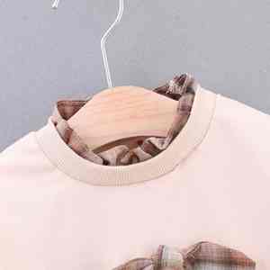 สินค้าใหม่มาแรง เสื้อฮู้ดดี้ตกแต่งโบว์สีสันสดใสสำหรับเด็ก และชุดเดรสลายตารางสำหรับเด็กผู้หญิง - Product Image 3