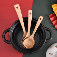 Serveurs à salade en bois ustensiles cuillère avec emballage personnalisé accessoires de cuisine huile riz Pot cuillère pour la cuisson