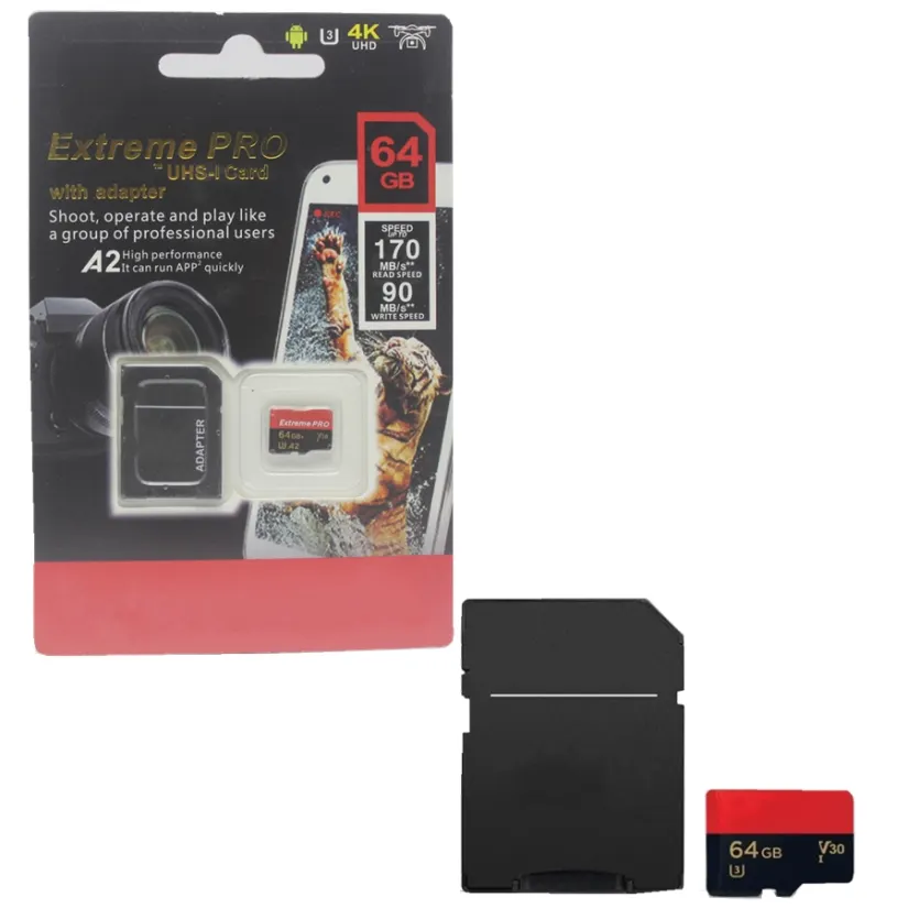 Cartão de memória SD U3 Speed de alta qualidade compatível com MP3 e DVR Tipo A1 e V10 Speed de 8 GB a 1 TB de capacidade
