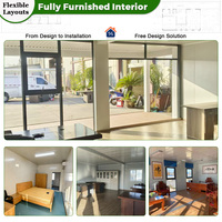Casa Contenedor Modular Prefabricada de 20 Pies con Estructura de Acero, Casa Pequeña Portátil con Muro Cortina de Vidrio, Edificio de Oficinas Moderno