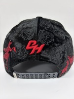 Casquette de baseball style mexicain Ghost-Face avec strass, en velours noir jacquard, réglable
