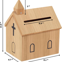 Boîte à offrandes rustique en bois pour église, 9,1*6,7*11,8 pouces, pour collecte de dons et de demandes de prière, idéale pour la collecte de fonds - Grande Vente